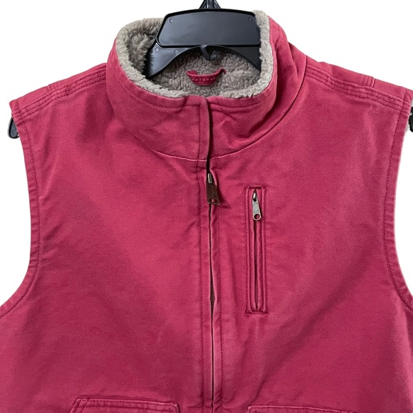 Carhartt Sherpa Lined Duck Canvas Mock Neck Vest Jacket Sz Med Crab Apple WV001 - Picture 2 of 12
